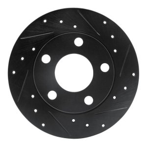 Audi 5000S Quattro Brake Rotor (1) - Rear Right - R1 Concepts - Drilled & Slotted - Black - `85-`00